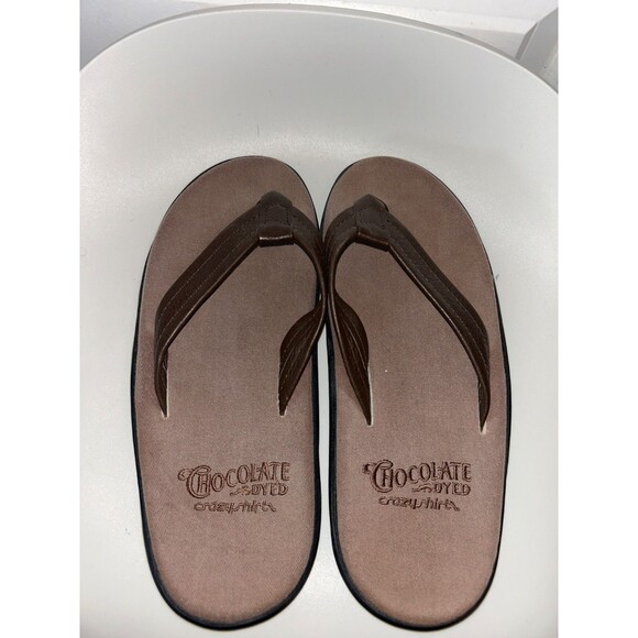 Island Pro Men’s Leather Thong Slides Brown size 9